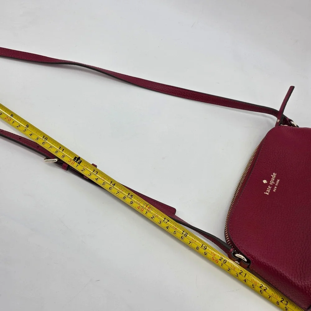 Kate Spade New York Red Pebble Leather Dome Crossbody Bag Gold Hardware